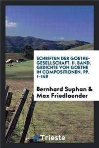 Schriften Der Goethe-Gesellschaft