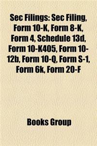 SEC Filings: SEC Filing, Form 10-K, Form 8-K, Form 4, Schedule 13d, Form 10-K405, Form 10-12b, Form 10-Q, Form S-1, Form 6k, Form 20-F