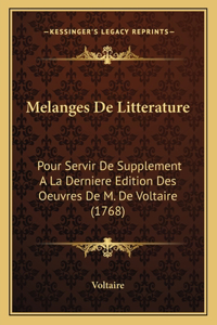 Melanges De Litterature