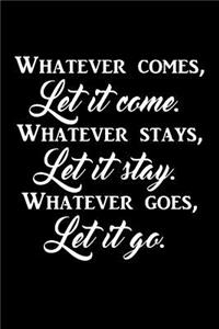 Whatever comes, let it come. Whatever stays, let it stay. Whatever goes, let it