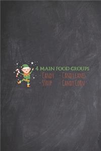 4 Main Food Groups - Candy Corn Cane Syrup Christmas Elf Journal
