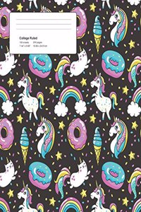 Unicorn Multi Pattern Composition College Ruled Book (7.44 x 9.69) 200 pages V2