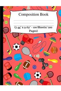 Composition Book: Cute Soccer Wide Ruled Composition Book for Kids, Cute Notebooks for School, Wide Ruled Lined Paper. (7.44