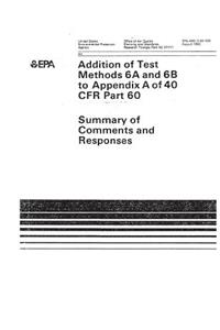 Addition of Test Methods 6a and 6b to Appendix a of 40 Cfr Part 60