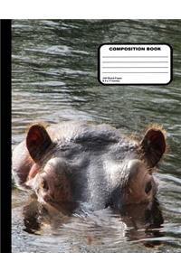 Hippopotamus Composition Notebook 200 Blank Unruled Pages 8 1/2