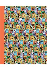Journal: Doodle Monsters (Orange) 8x10 - Lined Journal - Writing Journal with Blank Lined Pages