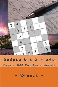 Sudoku 6 X 6 - 250 Even - Odd Puzzles - Hermit - Bronze