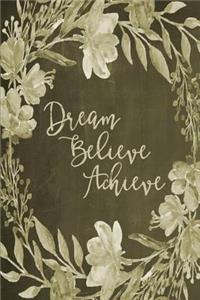 Chalkboard Bullet Dot Grid Journal - Dream Believe Achieve (Sage)