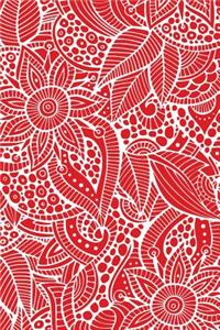 Deco Floral Notebook: Red: Notebook 6 X 9: Notebook 250 Pages
