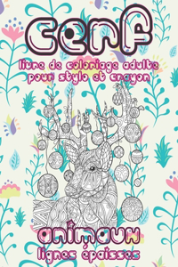 Livre de coloriage adulte pour stylo et crayon - Lignes épaisses - Animaux - Cerf