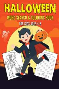 Halloween Word Search & Coloring Book for Kids 4-8