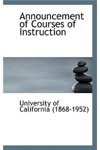 Announcement of Courses of Instruction