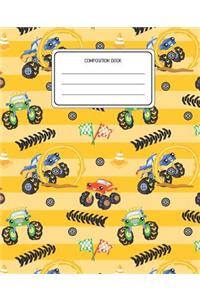 Composition Book: Monster Trucks Pattern Composition Book Lined Wide Rule Notebook for Boys Kids Back to School Preschool Kindergarten and Elementary Grades K-2