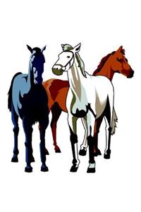 Horse Illustration School Composition Book Equine Horse Trio