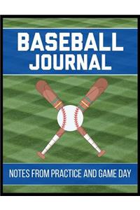 Baseball Journal Notes from Practice and Game Day