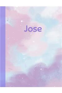 Jose: Personalized Composition Notebook - College Ruled (Lined) Exercise Book for School Notes, Assignments, Homework, Essay Writing. Purple Pink Blue Cov