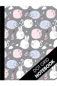 Dot Grid Notebook: 8.5 x 11 - Kawai Animals Dot Grid Journal - Bullet Grid Notebook (Cute Bunny Cat Elephant and Pig)