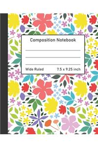 Composition Notebook Wide Ruled 7.5 X 9.25 inch