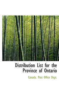 Distribution List for the Province of Ontario