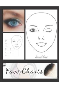 Blank Makeup Round Face Charts Paper Sheets Logbook to Record Different Techniques & Client's Looks