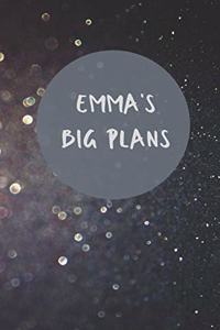 Emma's Big Plans - Notebook/Journal/Diary - Personalised Girl/Women's Gift - Birthday/Party Bag Filler - 100 lined pages (Dark glitter)