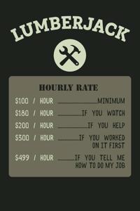 LUMBERJACK Hourly Rate $100/Hour Minimum $180/Hour If You Watch $200/Hour If You Help 300/Hour If You Worked On It First $499/Hour If You Tell Me How To Do My Job