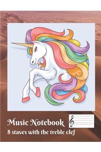 Music Notebook 8 staves with the treble clef