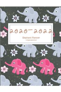 2020-2022 3 Year Planner Elephant Monthly Calendar Goals Agenda Schedule Organizer