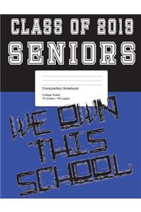 Class of 2019 Blue and Black Composition Notebook