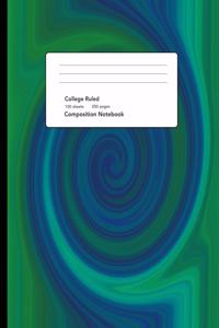 Deep Blue Green Swirl Composition Notebook