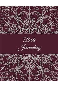 Bible Journaling: Brown Classic Floral, Bible Study Journal, Prayer Log, a Christian Notebook Large Print Bible 8.5
