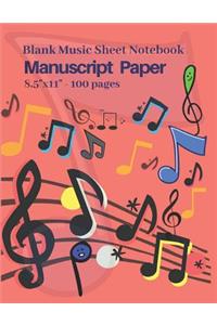 Blank Music Sheet Notebook, Manuscript Paper
