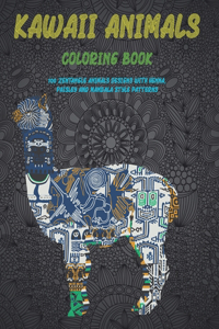 Kawaii Animals - Coloring Book - 100 Zentangle Animals Designs with Henna, Paisley and Mandala Style Patterns