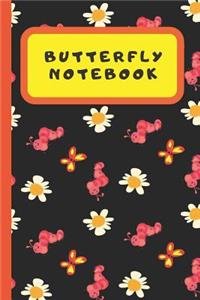 Notebook: Cute Butterfly Caterpillar Flower Writing Journal - Small Lined