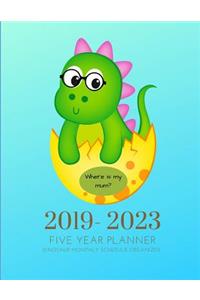 2019-2023 Five Year Planner Dinosaurs Goals Monthly Schedule Organizer