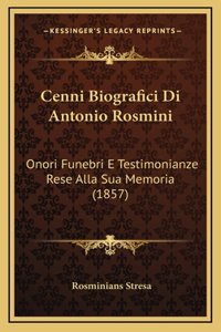Cenni Biografici Di Antonio Rosmini