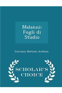 Malanni: Fogli Di Studio - Scholar's Choice Edition