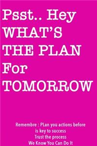 Psst... Hey What is the Plan For Tomorrow / Pink Notebook Version