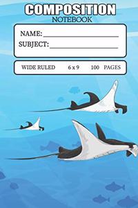 Composition Notebook, Wide Ruled, 6x9, 100 Pages