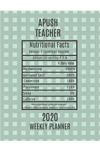 APUSH Teacher Nutritional Facts Weekly Planner 2020