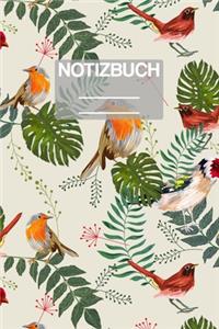 Notizbuch A5 Muster Blumen Vogel Voegel Natur Bunt