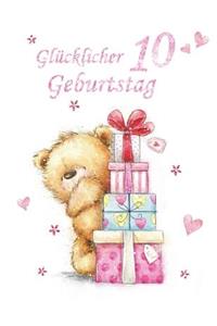 Glucklicher Geburtstag 10: German Version, Happy 10th Birthday, Notebook, Journal, Dairy, 185 Lined Pages, Cute Teddy Bear Themed Birthday Gifts for 10 Year Old Boys or Girls, Kids, Children, Son or Daughter, Brother or Sister, Grandson or Granddau