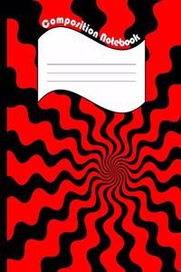 Red Black Wavy Composition Notebook