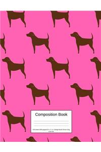 Composition Book 100 Sheets/200 Pages/8.5 X 11 In. College Ruled/Brown Dog and Pink