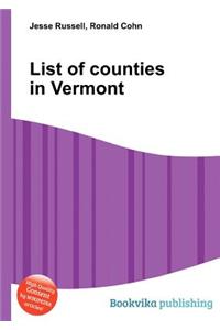 List of Counties in Vermont