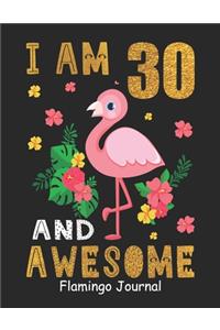 I Am 30 And Awesome Flamingo Journal