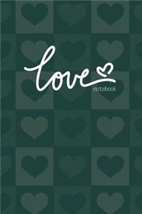 Love Notebook, Blank Write-in Journal, Dotted Lines, Wide Ruled, Medium (A5) 6 x 9 In (Olive Green)