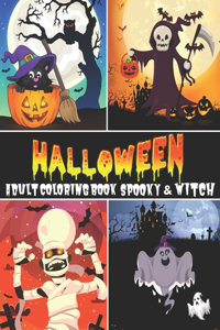 Halloween Adult Coloring Book Spooky & Witch