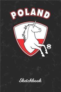 Sketchbook: Poland Unicorn Sketch Book Paper - Drawing Pad for Artists & Illustrators - Polish Country Soccer Ball Black Marble Cover - Perfect Workbook for Kid