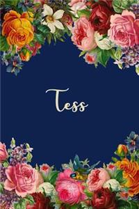 Tess: Tess Personalized Name Floral Design Matte Soft Cover Notebook Journal to Write In. 120 Blank Lined Pages